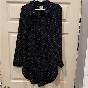 Como Vintage Black Polka Dot Button Down Shirt
